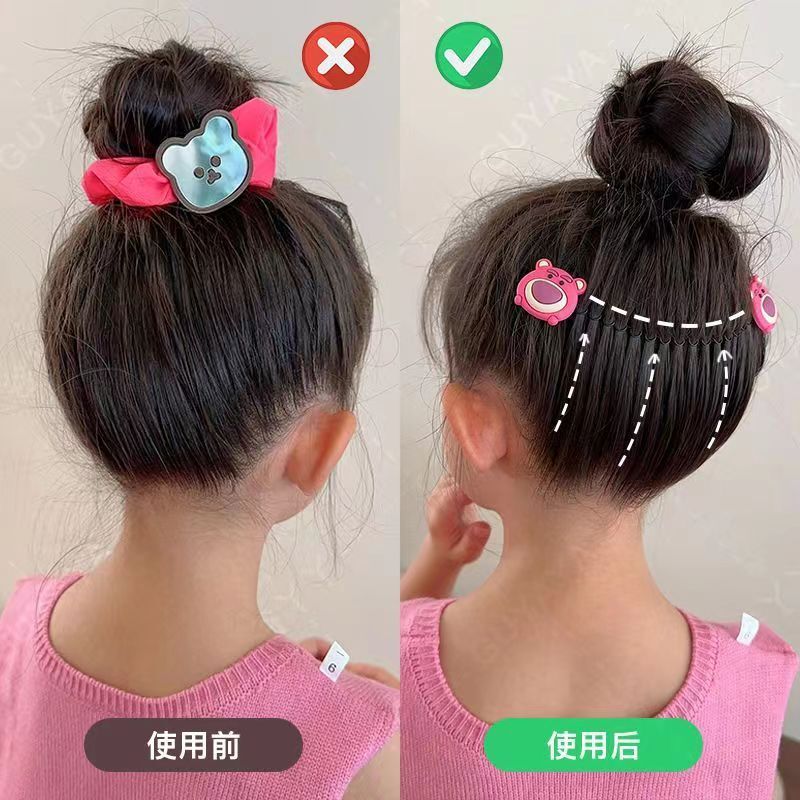 赤ちゃんの切れ毛加工品、子供用特別人気コーム、イチゴクマのヘアピン、女の子用固定加工品、プルヘアコーム|undefined