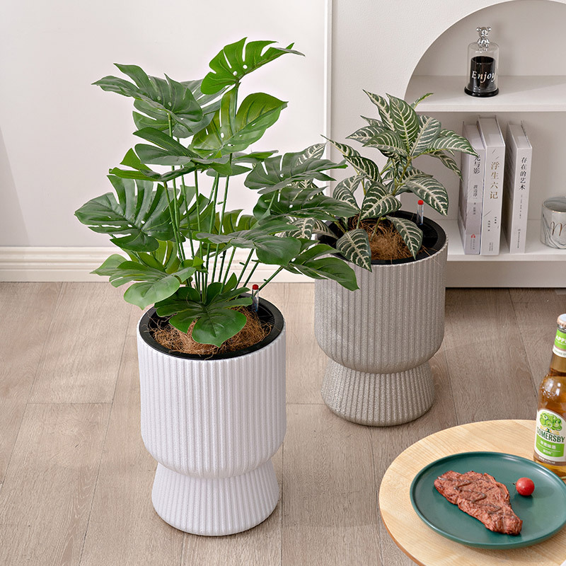Nuevo nórdico asiático alto pie plástico imitación de cerámica simple creativa sala de estar orquídea mariposa casera maceta verde