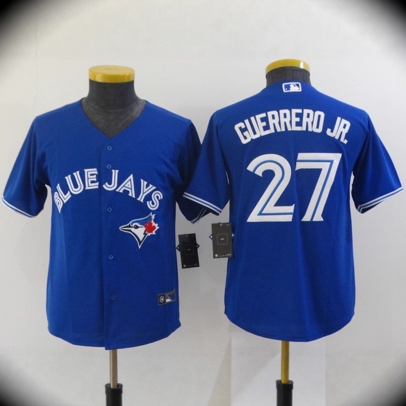 2026 New European and American Mlb Embroidered American-Style Children's Baseball Jersey Short-Sleeve Children's Clothing Blue Jays Team Foreign Trade In-Stock Item Number 27