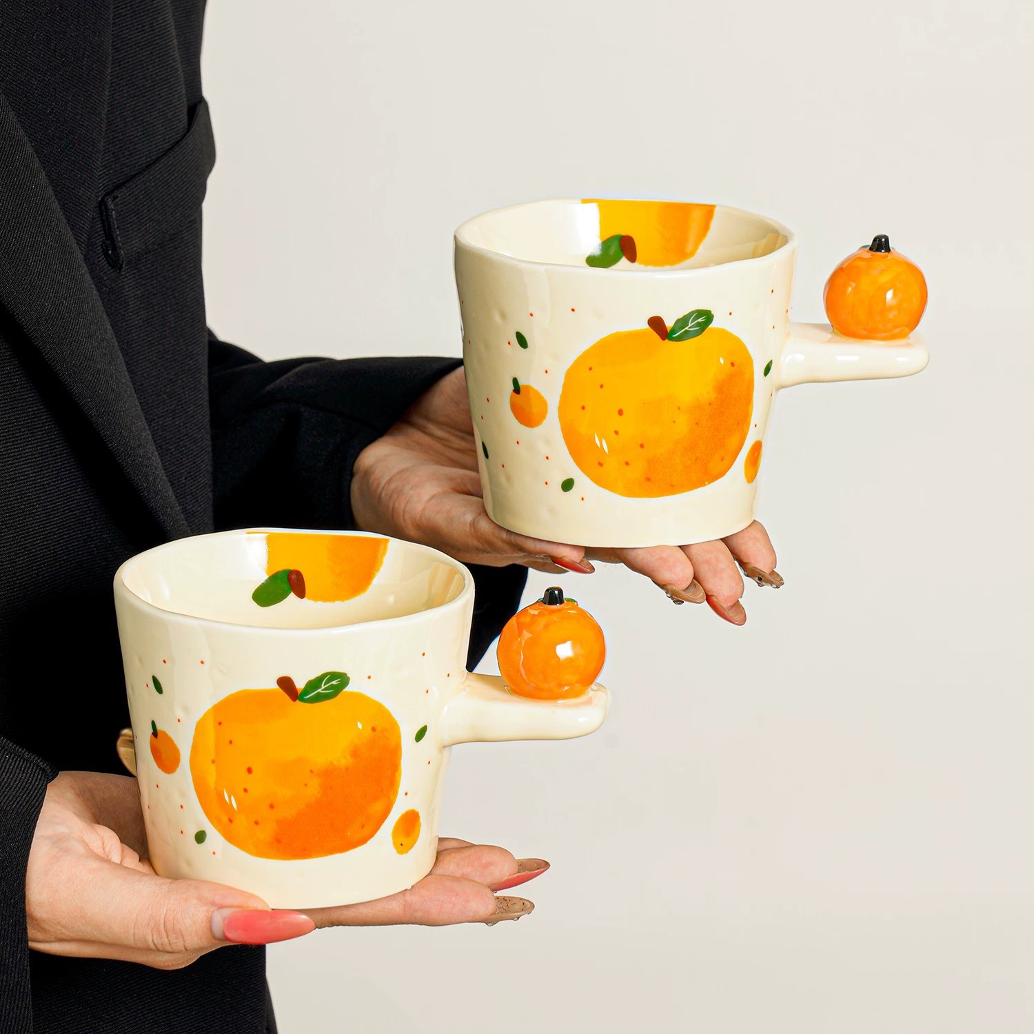 Taza naranja de alto valor de diseño taza de cerámica de nicho creativa taza de agua doméstica de mujer taza de café de oficina