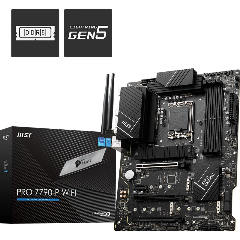 Совместимая материнская плата Intel MSI Pro Z790-P WiFi DDR5, поддержка процессоров 12/13‑го поколения