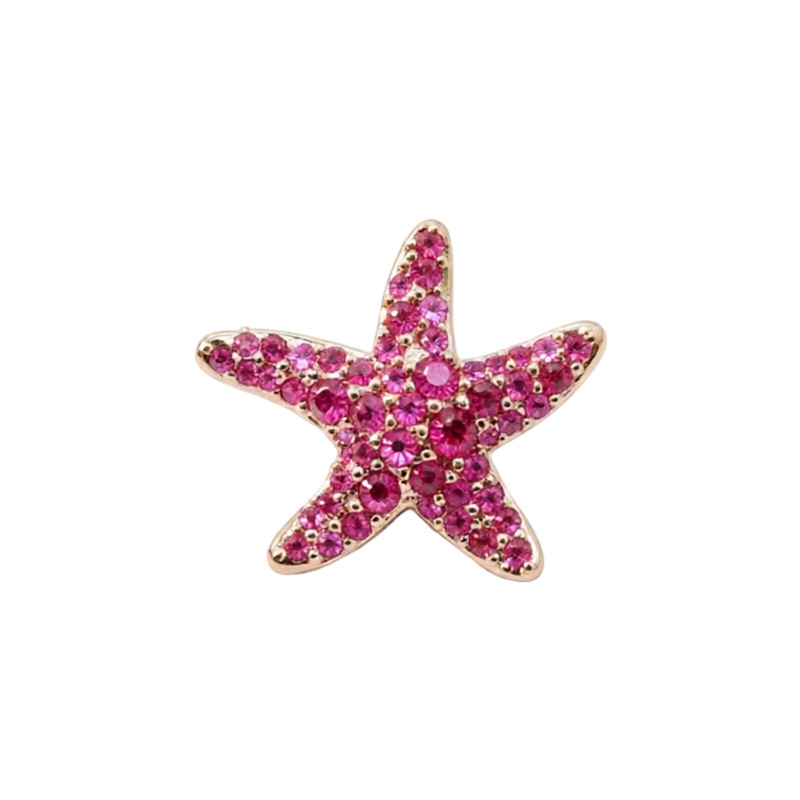 Zircon rojo rosa estrellas de mar orejas de orejas mujeres sin agujeros de orejas accesorios de vacaciones pendientes de moda ligero lujo alta sensación de orejas al por mayor