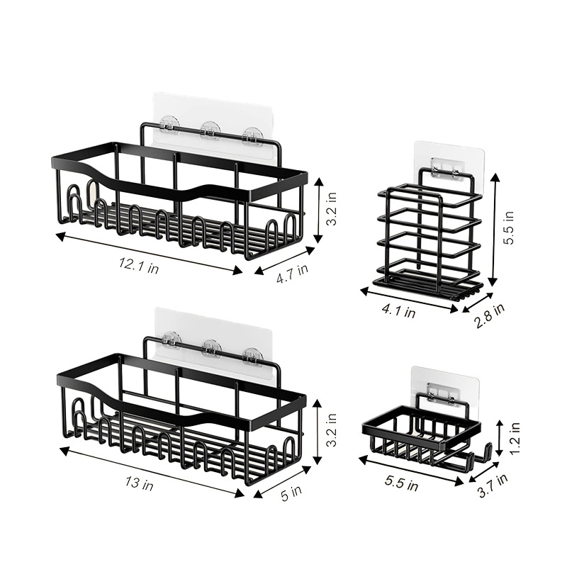 Rack de baño montado en la pared a prueba de polvo para inodoro sin perforación para almacenar artículos de higiene rack de almacenamiento rack de ducha montado en la pared a prueba de óxido