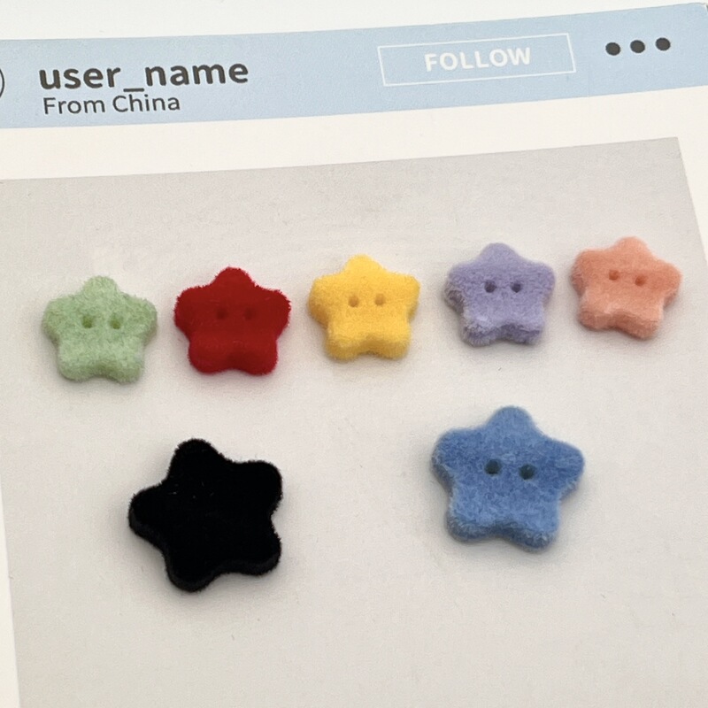 Colorful Fashion Wavy Five-Pointed Star Flocked Buttons Winter Velvet Button Jacket Manufacturer Wholesale New Design