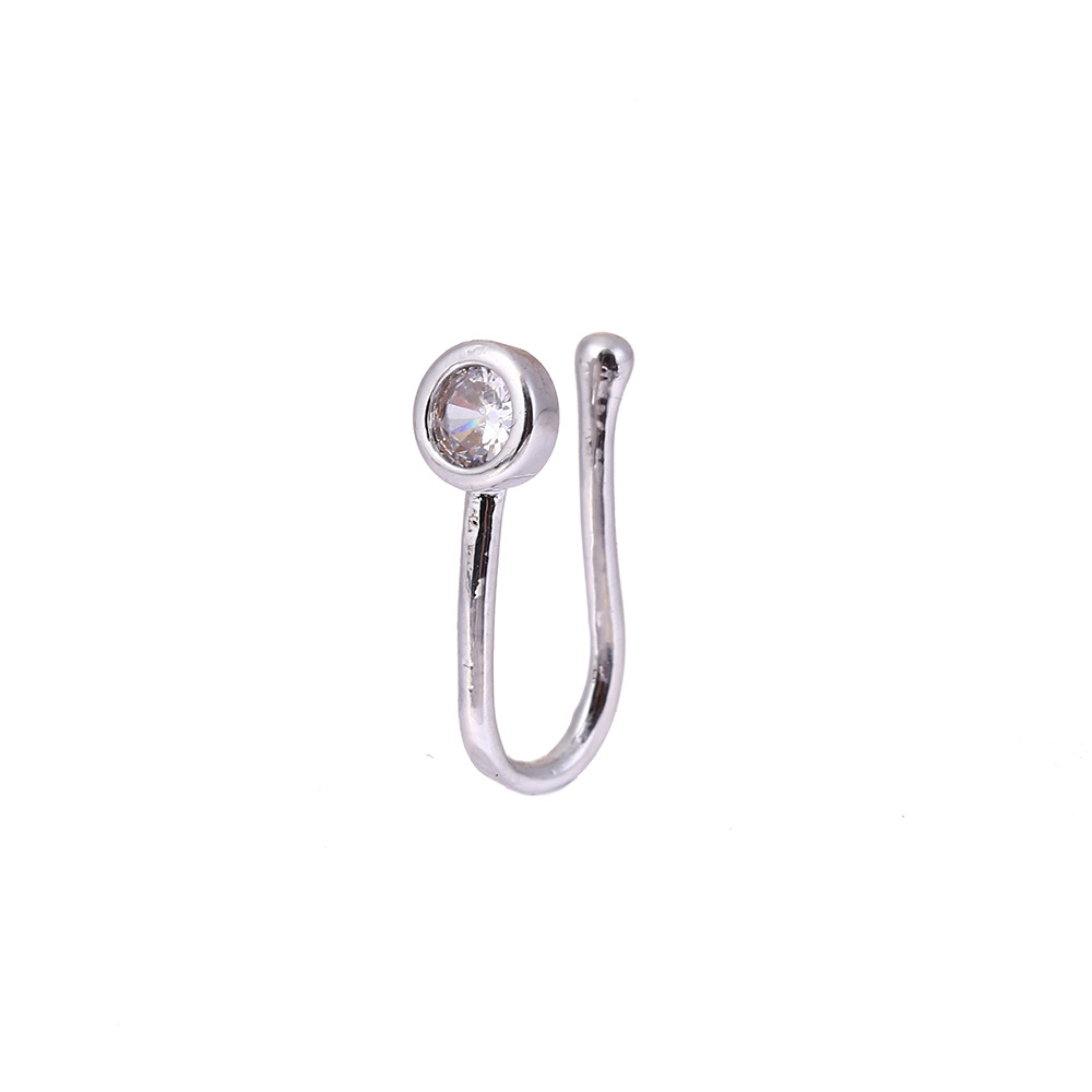 Cross-Border U-Shaped Clip Copper Inlaid Zircon Star Non-Pierced Jewelry Piercing Accessories Ring Nose Stud Wholesale_voghion.com