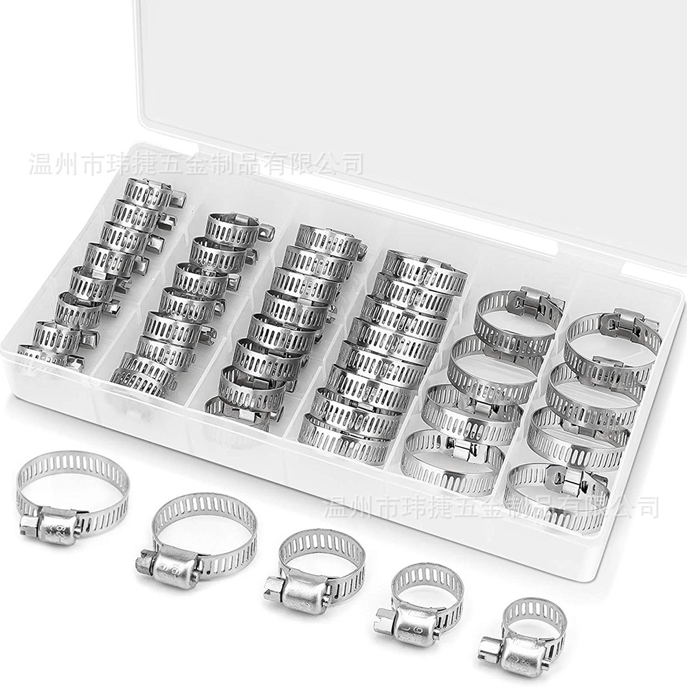 Kit de 40 Piezas de Anillos de Unión Combinados de Acero Inoxidable 201/Estilo Americano, con Abrazadera Resistente, en Caja