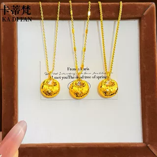 金店同款沙金爆闪碎冰冰小金坨吊坠项链新款仿金色小胖福锁骨链