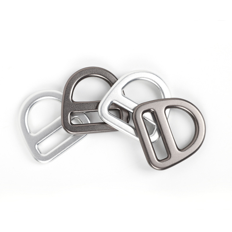Hebilla de ajuste de aleación de aluminio con anillo en D para venta al por mayor del fabricante, herrajes semicirculares para bolsos, anillo en D, hebilla en D para arneses de mascotas