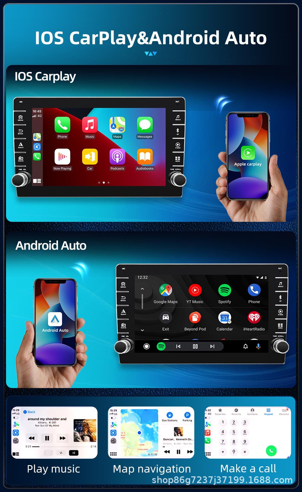 9inch 10inch Android smart car central control large screen navigation supports carplay with versatile frame adapter universal host