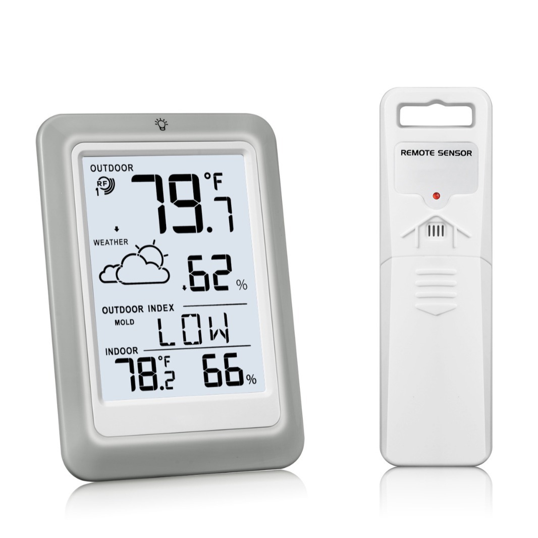 亚马逊热销室内外温度计湿度计电池供电背光显示【包销专卖款】