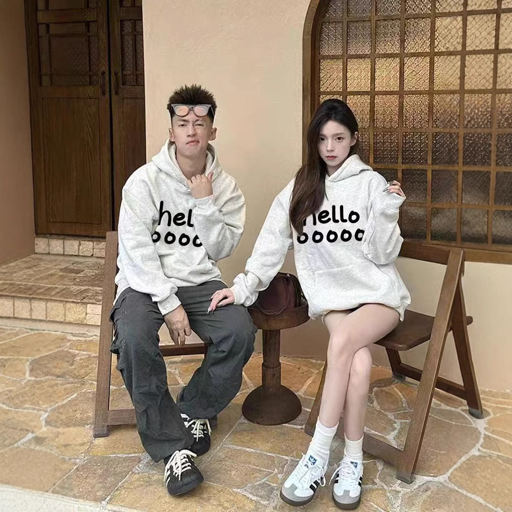 특별한 커플 2024 년 가을과 겨울 새로운 틈새 초가을 하이 엔드 후드 및 남성용 양털 자켓 착용