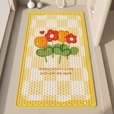 Avtomobil döşəmə paspasları, Bathroom anti-slip mat, simple household - wc-grid-flower-suction-cup-mat-6090cm