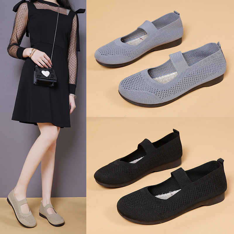 夏季新款老北京布鞋女鞋浅口一脚蹬妈妈鞋镂空软底中老年透气单鞋