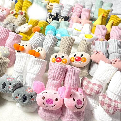 New baby socks double-needle doll cartoon three-dimensional newborn mid-tube socks non-slip dot glue floor socks