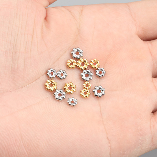 Stainless steel 18k gold color-changing snowflake spacer beads DIY handmade jewelry accessories bracelet spacer beads spacers beads materials