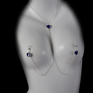 Cross-Border New Heart Crystal Pendant Nipple Chain Chest Chain European and American Sexy Nipple Clamp Body Chain Female Body Chain