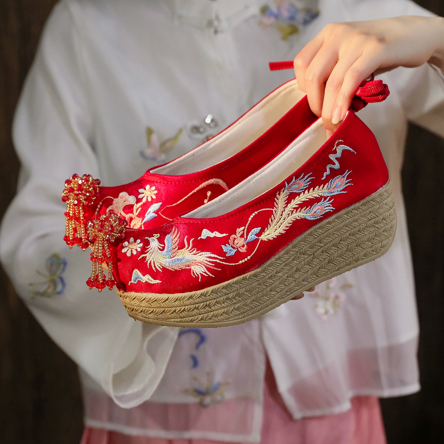 [Phoenix] 2024 новая модель Xiuhe одежда свадебные туфли с кисточками