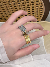 欧美复古凯旋门金色立体光面宽版自律戒指小众设计高级感精致指环