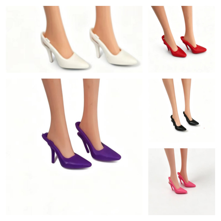 Wholesale Plastic Accessories, Doll Shoes for Changing Outfits, High Heels, Crystal Shoes Available in Two Colors
