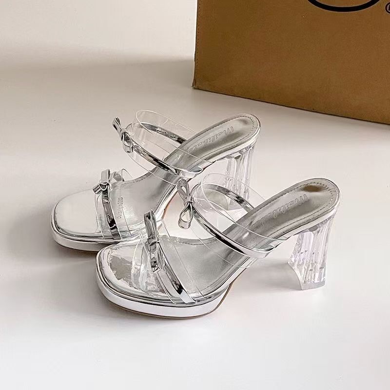 2025 New Transparent High-Heeled Slippers for Women Summer Waterproof Platform Strap with Skirt Sandals Crystal Heel Outer Sandals 2025 New Transparent High-Heeled Slippers for Women Summer Waterproof Platform Strap with Skirt Sandals Crystal Heel Outer Sandals