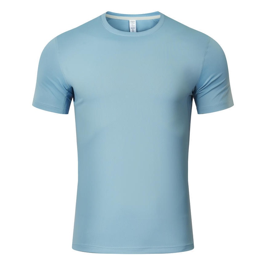 Trajes de gimnasio de verano para hombres y mujeres ropa de entrenamiento al aire libre transfronteriza secado rápido deportivo delgado elástico cuello redondo camiseta transpirable de manga corta
