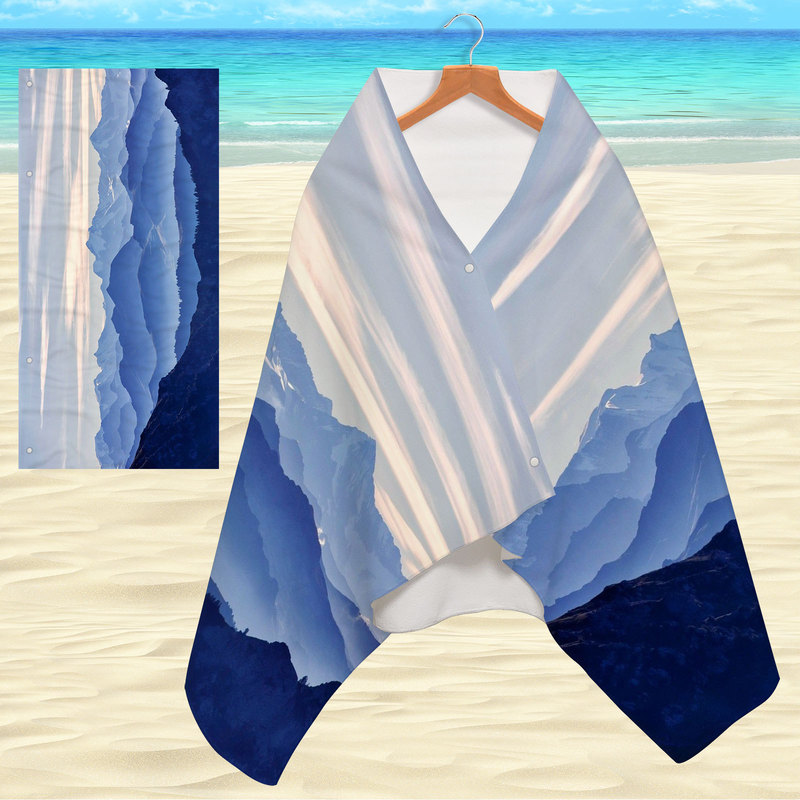 Lazy Beach Bath Towel Magic Bath Towel Landscape Mountain Snap Wearable Square Microfiber Towel