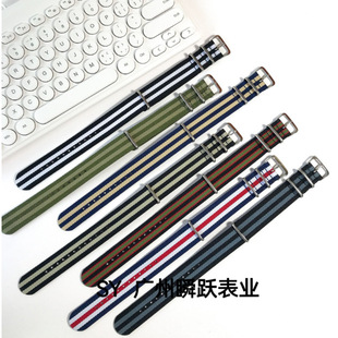 Fashion nylon strap a three-ring Stripe canvas strap 12 14 16mm factory direct batch spot