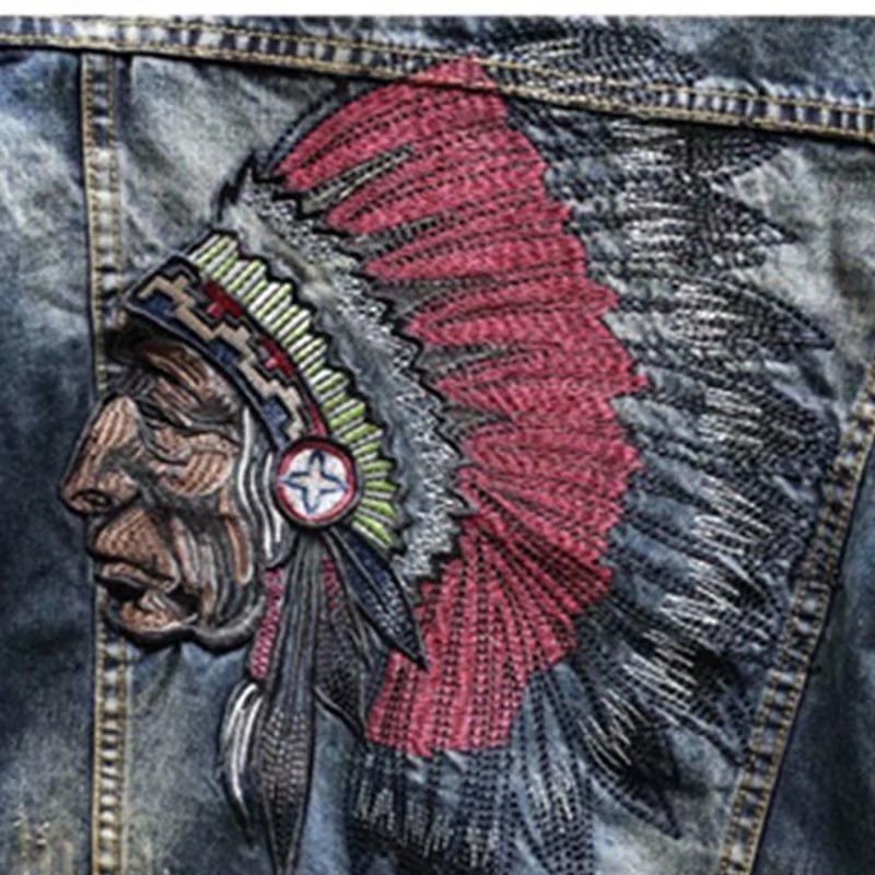 Estación europea marca de moda bordado Denim abrigo hombres Slim stretch moda chaqueta primavera motocicleta todo-juego ropa superior