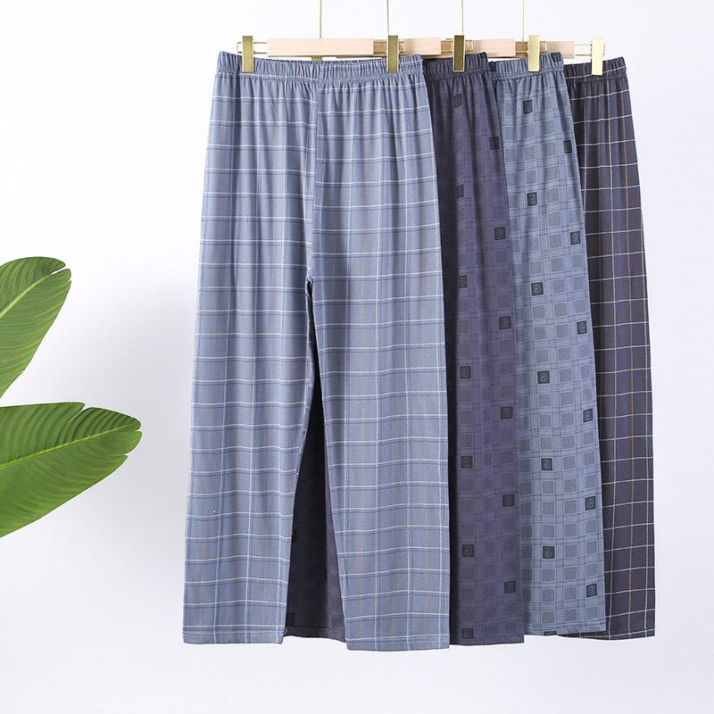 Pure Cotton Men's Thin Anti-Mosquito Sleep Pants, Men's Home Pants for Spring and Summer, Loose Large Size Casual Pants for Middle-Aged and Elderly People