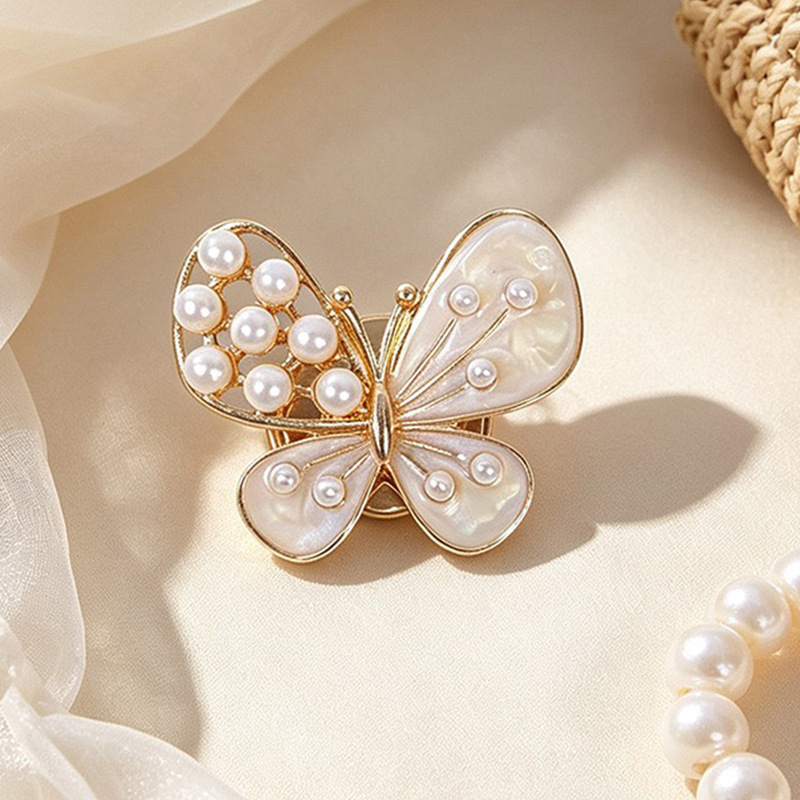 Mother-of-pearl hollow butterfly cufflinks, a delicate and elegant French-style shirt and dress accessory, perfect for women's wear