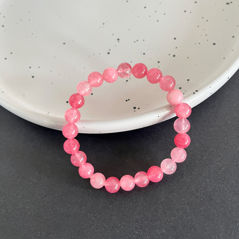 Factory Direct Sales Natural Rhodolite Bracelet Individually Packaged Pink Crystal Ethnic Style Women's Bead Bracelet