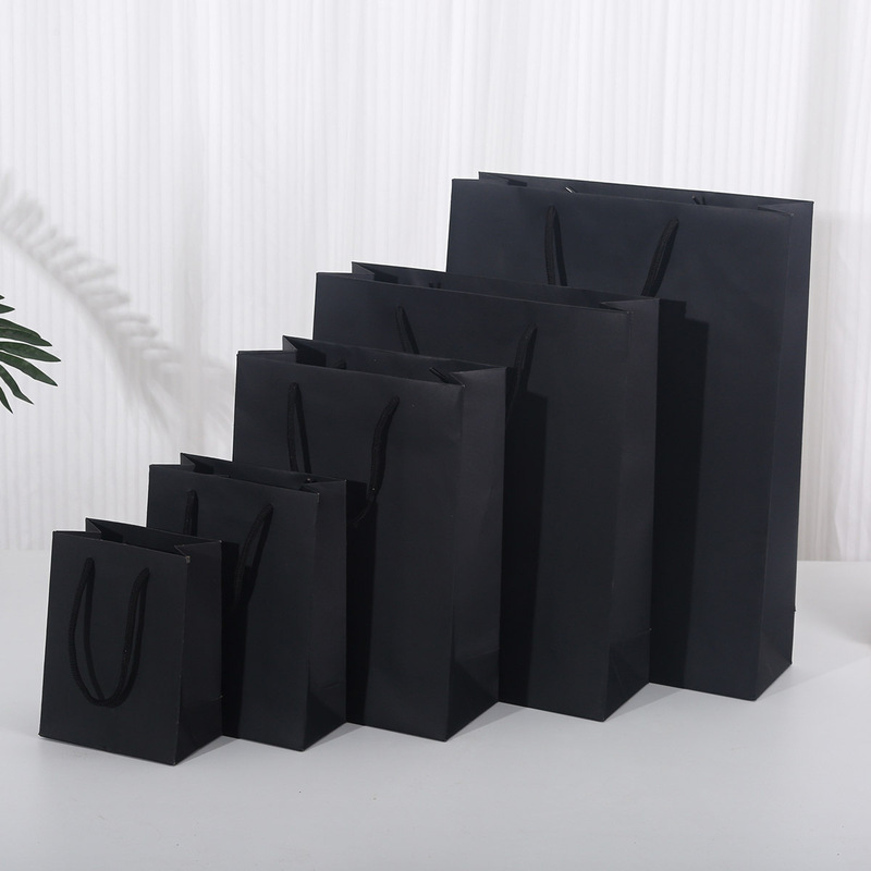 スポット卸売黒ギフトバッグお土産衣類ハンドバッグ卸売黒段ボール袋印刷ロゴ工場直販|undefined
