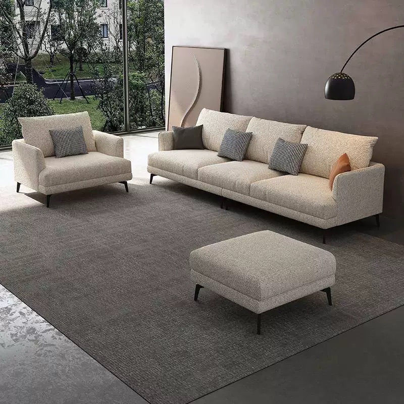 New Cotton Linen Fabric Sofa Small Apartment Modern Simple Living Room Three-seat Straight Anti-cat Scratch Detachable and Washable Sofa