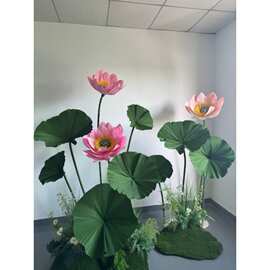 婚庆仿真花纸艺荷叶荷花橱窗装饰布置摆件新中式主题场景布置