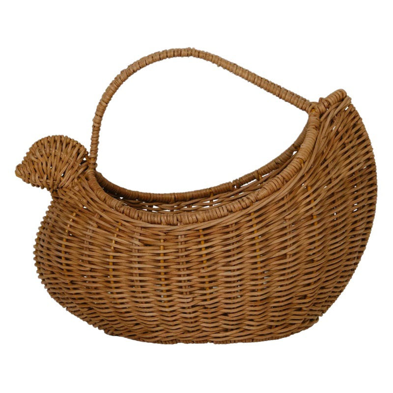 Cesta de almacenamiento de ratán de estilo nórdico cesta de recolección de vegetales cesta de frutas cesta de almacenamiento tejida a mano cesta portátil de ratán