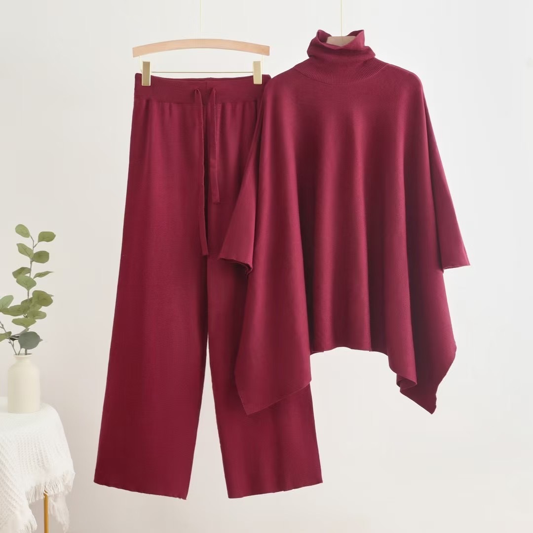 秋冬2024女装披肩大衣搭配阔腿裤两件套高级感轻奢时尚名媛套装女