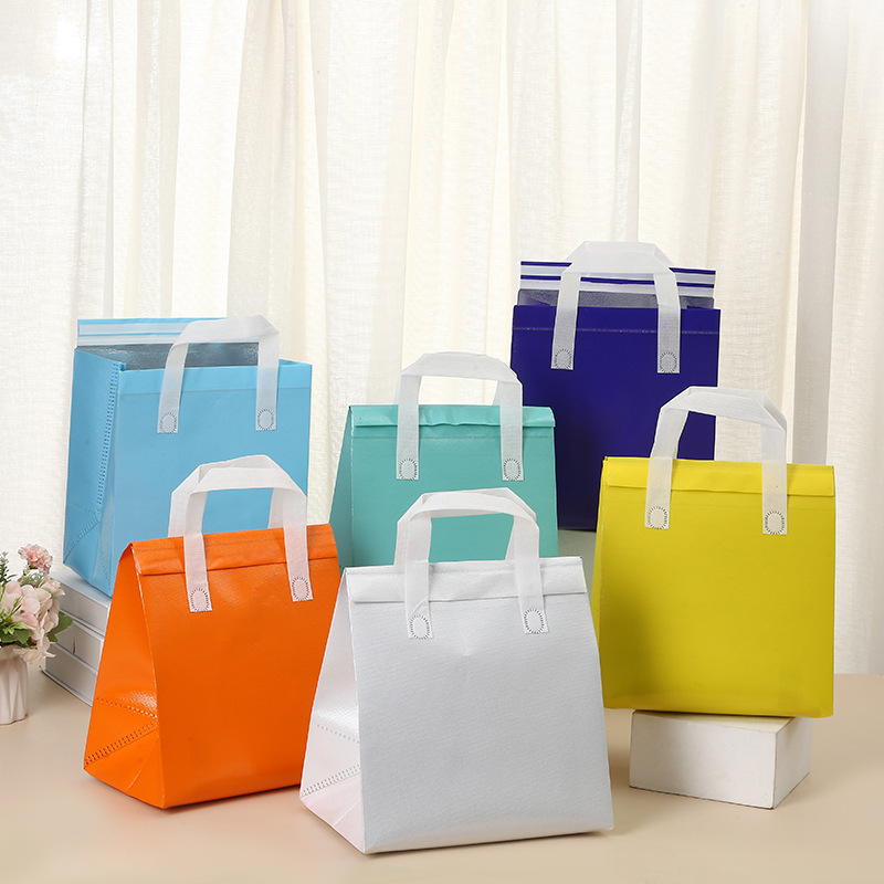 单色保温包装袋外卖餐饮手提袋保冷铝箔无纺布防水打包袋批发