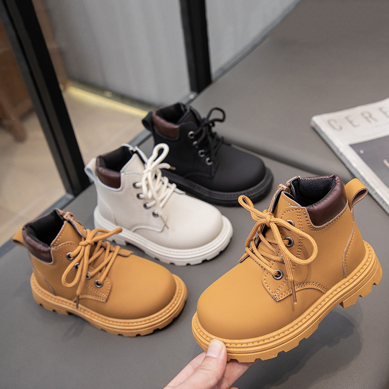2024 Autumn New Children's Martin Boys' Fashion British Style Short Girls' Small Yellow Boots_voghion.com
