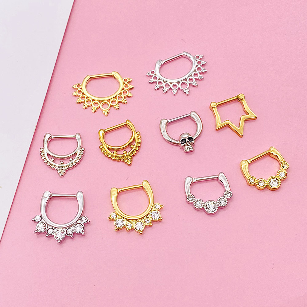 1 Piece Quantity 1 Piece Nose Rings & Studs Fashion Crown Skull Stainless Steel Plating Inlay Artificial Gemstones Nose Pin