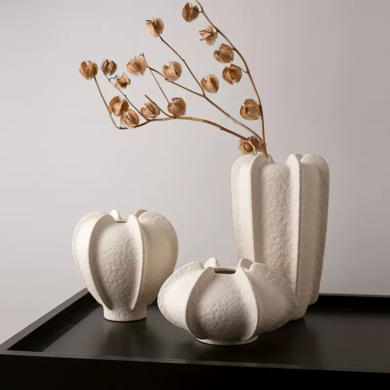 北欧风创意白色陶瓷花瓶摆件餐桌客厅酒柜玄关彩盒装饰品插花花器