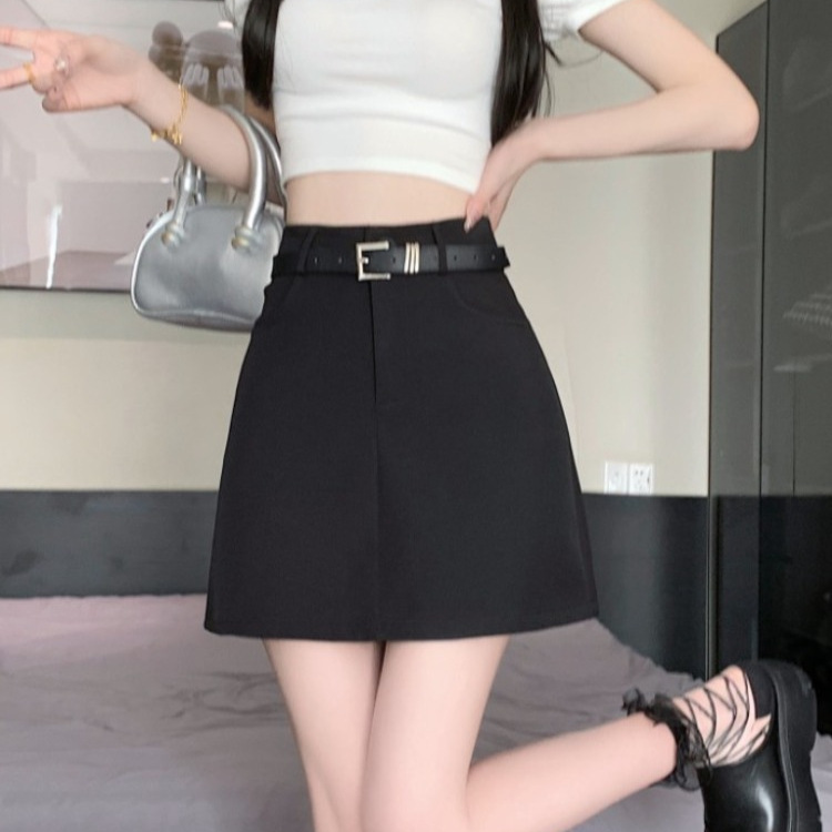 American Suit Skirt Women's Summer 2024 New Hot High Waist Slimming Small A- line Hip Skirt