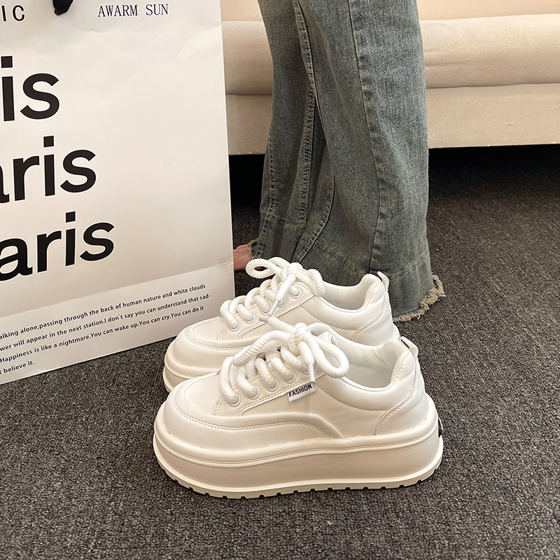 Thick-Soled White Shoes for Women in Spring and Summer, Super Popular Versatile Sneakers 2025 New High-End Height-Increasing Casual Sports Shoes