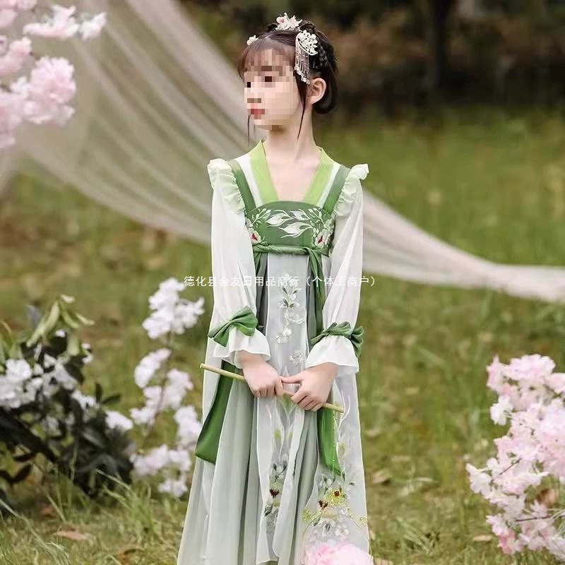 Новый костюм Ханфу для девочек и детей, весенне-осеннее платье принцессы в древнем стиле, платье в древнем китайском костюме супер феи.