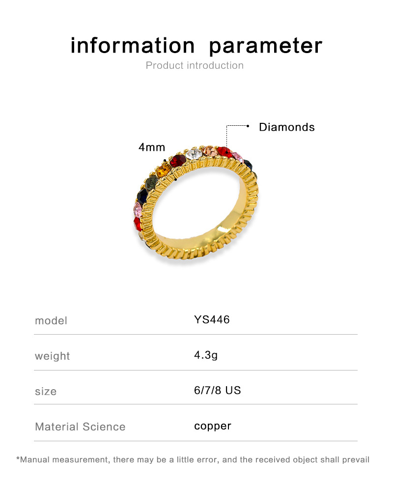 Retro Geometric Copper Inlay Zircon Rings 1 Piece