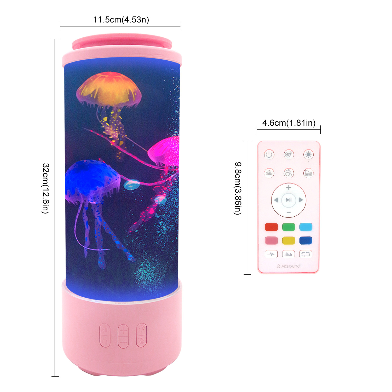 Rosa - altavoz Bluetooth - lámpara colorida Medusa - sueño de ruido blanco