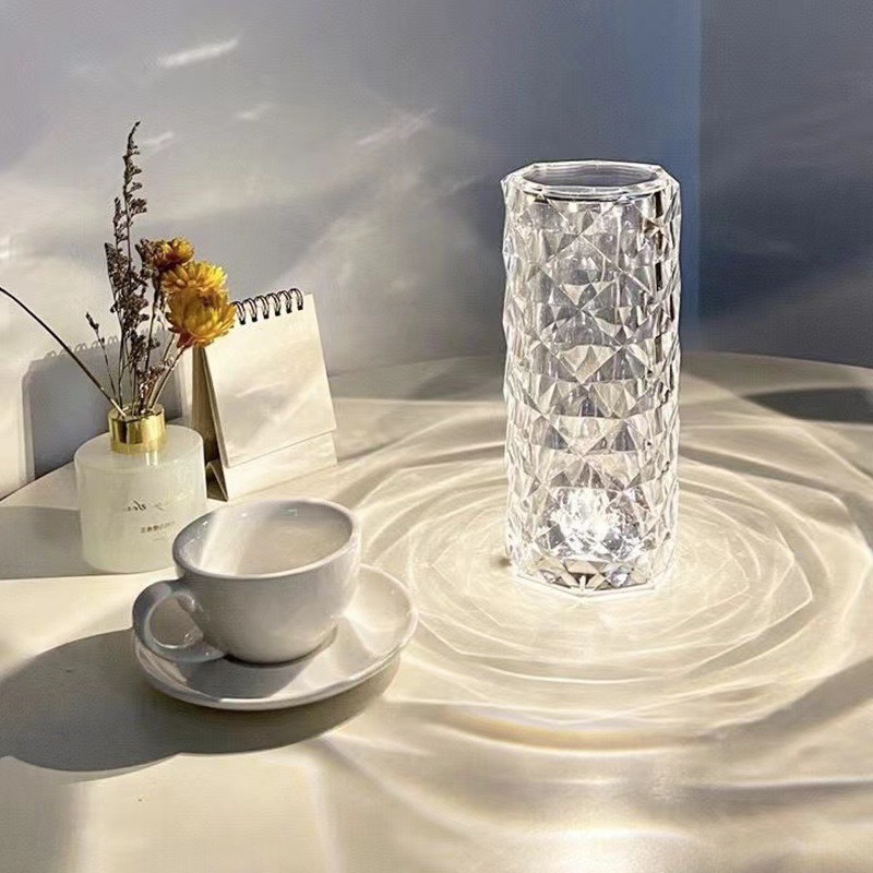 Lámpara de Noche LED Efecto Cristal Táctil para Dormitorio y Mesa