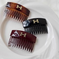 韩国时尚字母H倒插梳女2025新款前额刘海后脑勺碎发整理发梳头饰