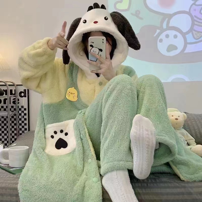 秋冬のベルベットの暖かいサンゴのベルベットのパチャ犬の寝衣の家の服の美楽ティのモンスターのパジャマは代行できます。|undefined