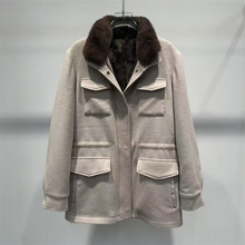 L/P老钱风水貂毛领立领羊绒皮草内胆紫貂毛收腰抽绳中长款派克服