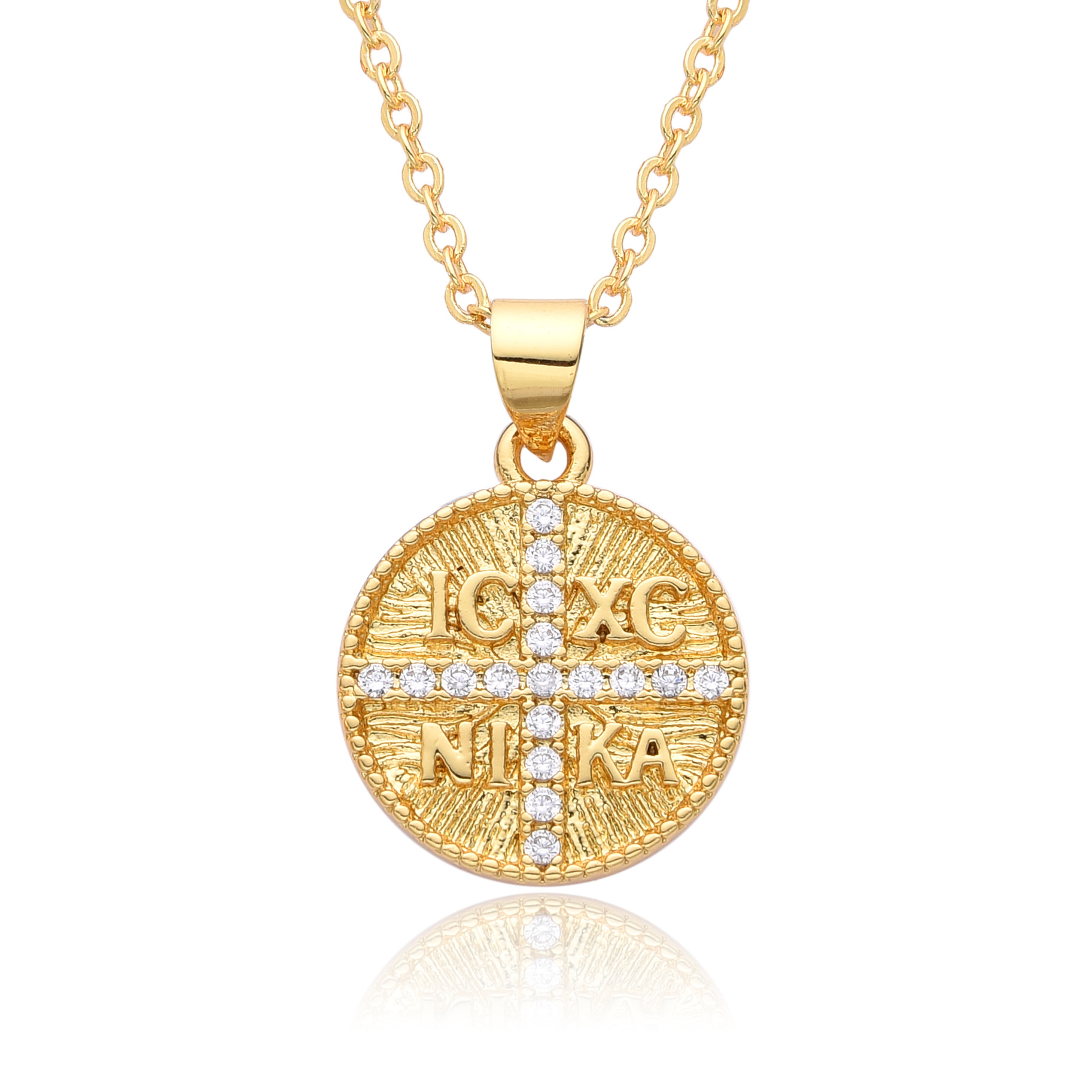 Copper Gold Plated Simple Style Shiny Cross Hollow Out Inlay Zircon Pendant Necklace display picture 10